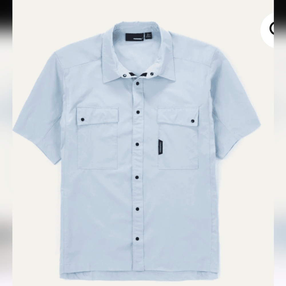 TRUEWERK Men’s Cloud Short Sleeve Light Blue UPF 30+ Sun Protection Shirt Small